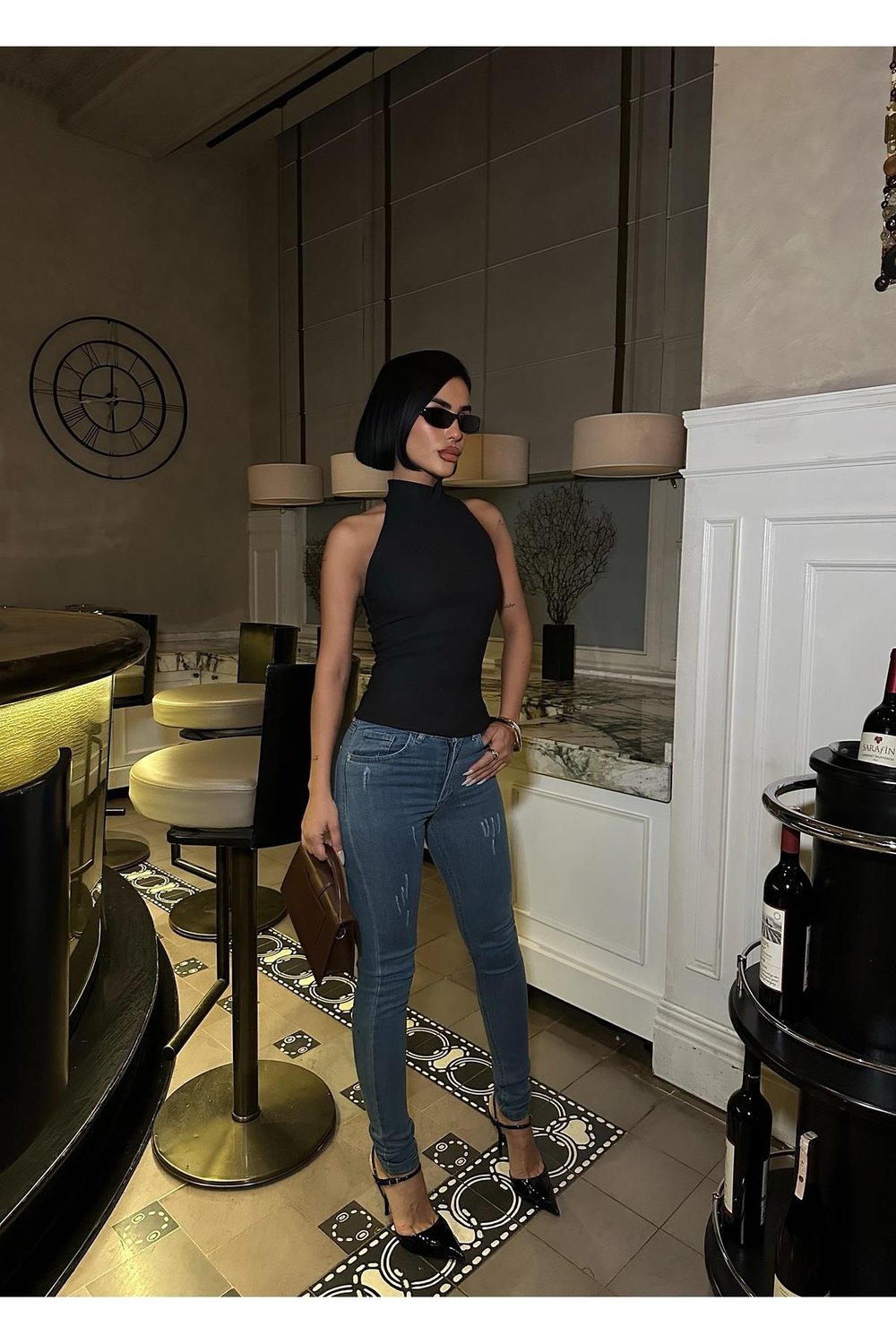 Kadın Mavi Yüksek Bel Likralı Skinny Dar Paça Jean