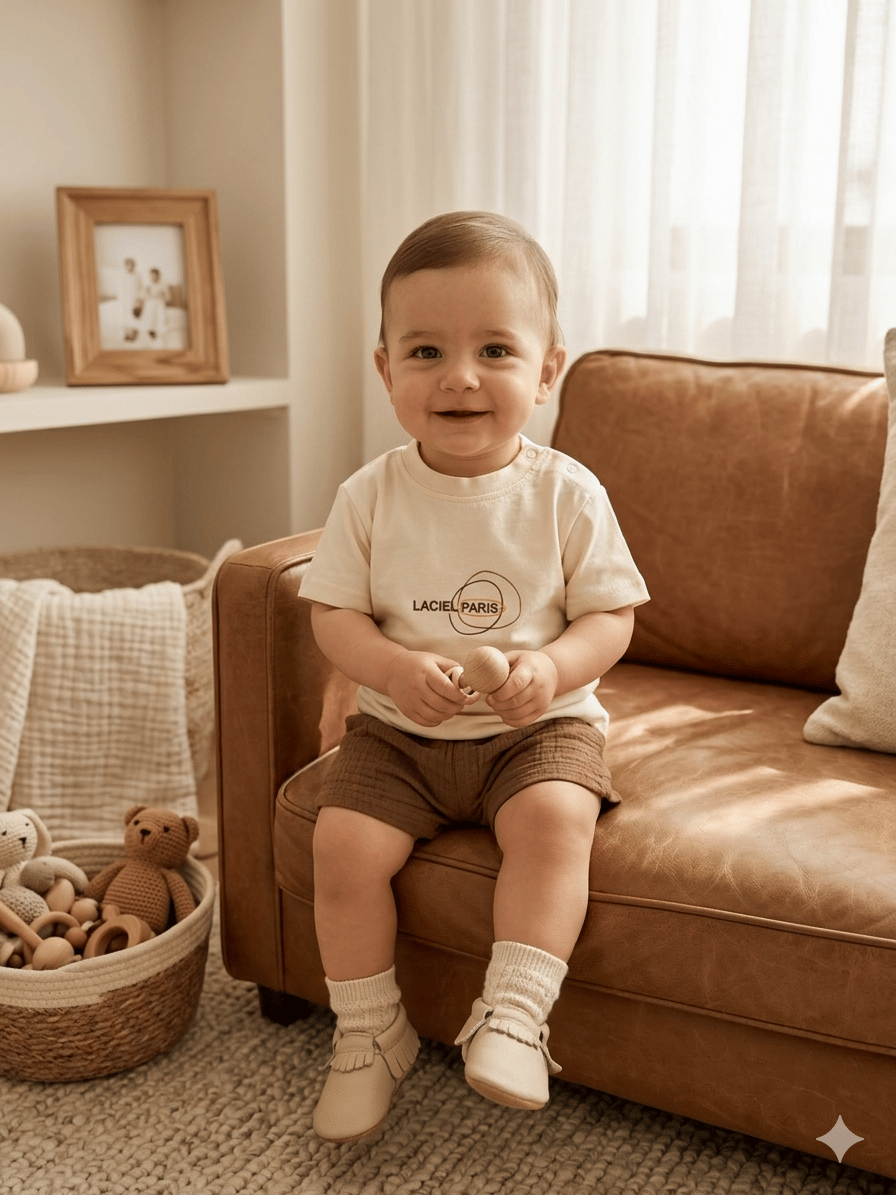 Bebek Muslin İkili Takım - Kahve
