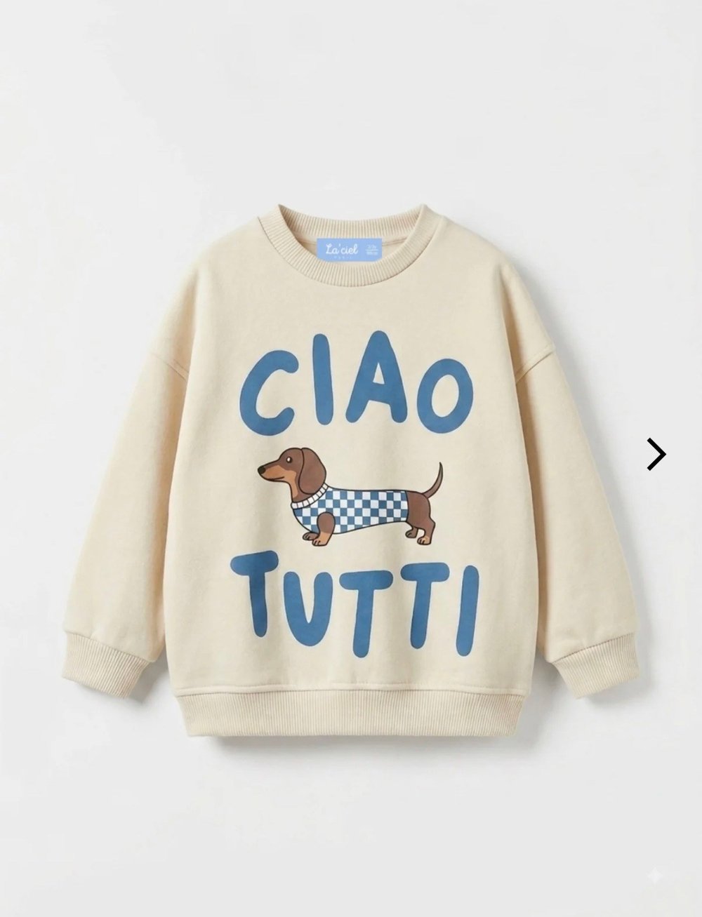 Ciao Tutti Köpek Baskılı Ekru Unisex Çocuk Sweatshirt