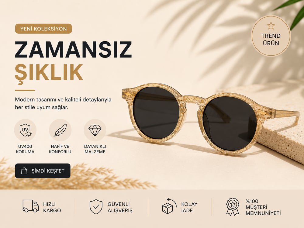 Çocuk Yuvarlak Güneş Gözlük - Simli Sarı