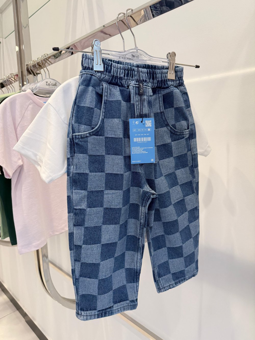 Damalı Unisex Balon Pantolon  - Mavi
