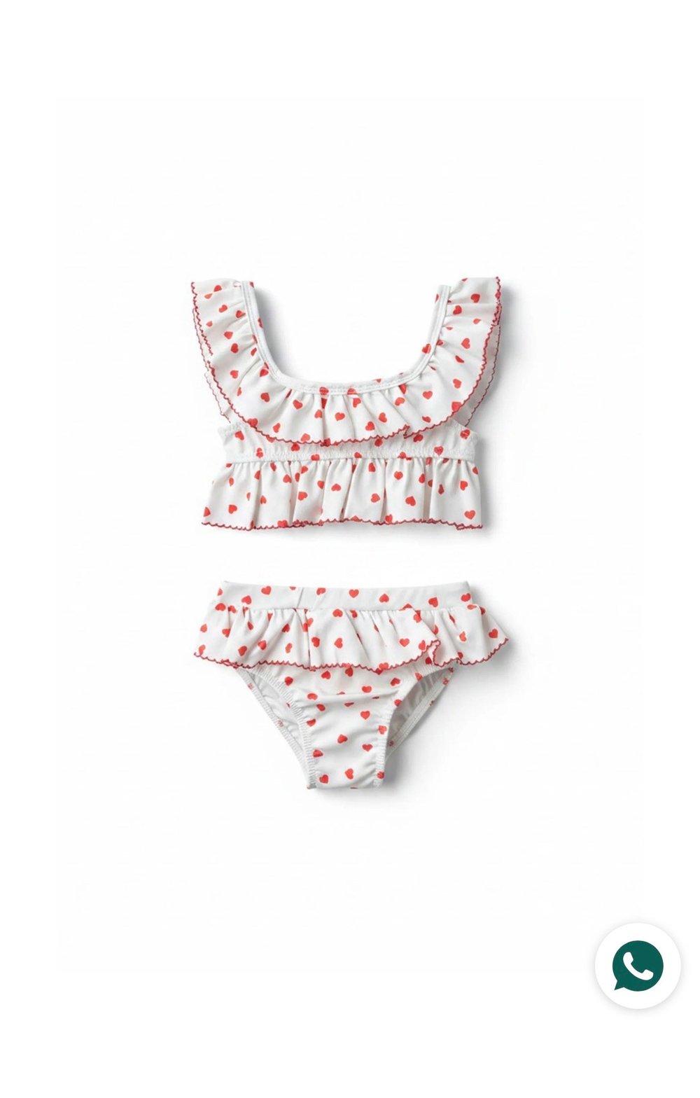 Kalp Desenli Bikini - Beyaz Kırmızı