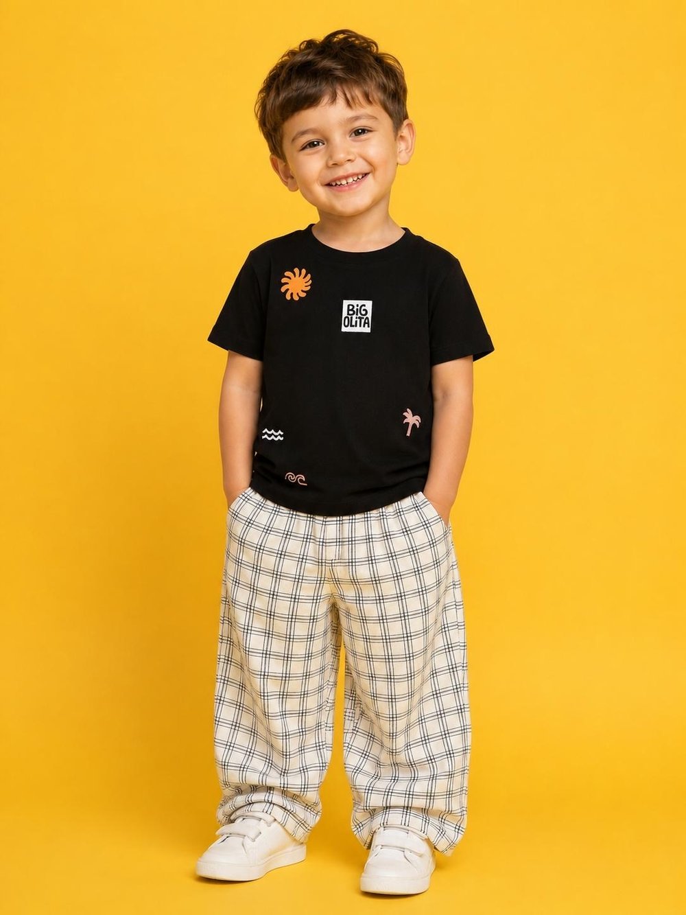 Kareli Unisex İkili Takım - Siyah