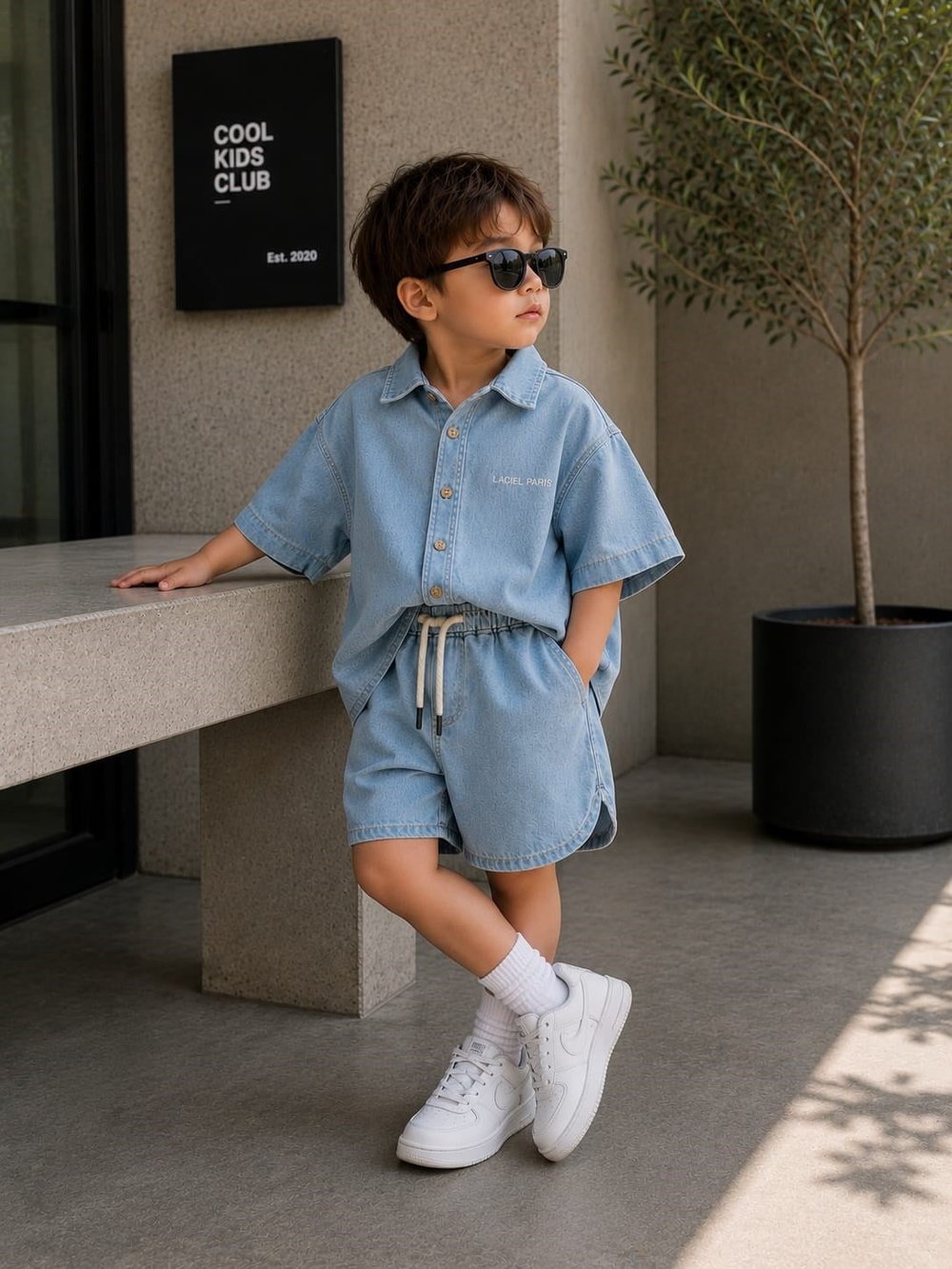 La'ciel Paris Denim Gömlekli Unisex Takım