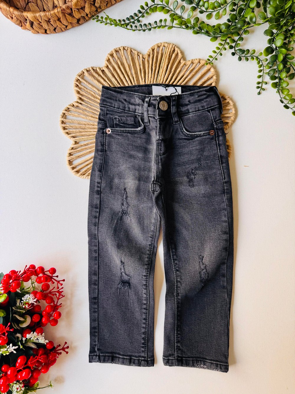 Skinyy Unisex Yırtık Likralı Jean - Antrasit