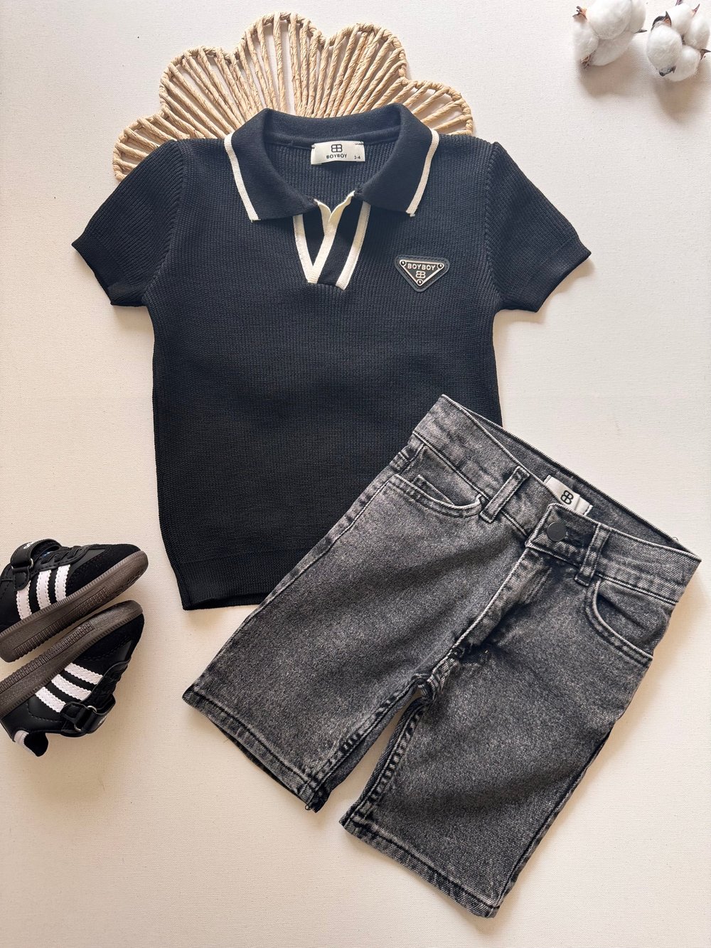 Triko Kısa Kollu Kapri Denim - Siyah