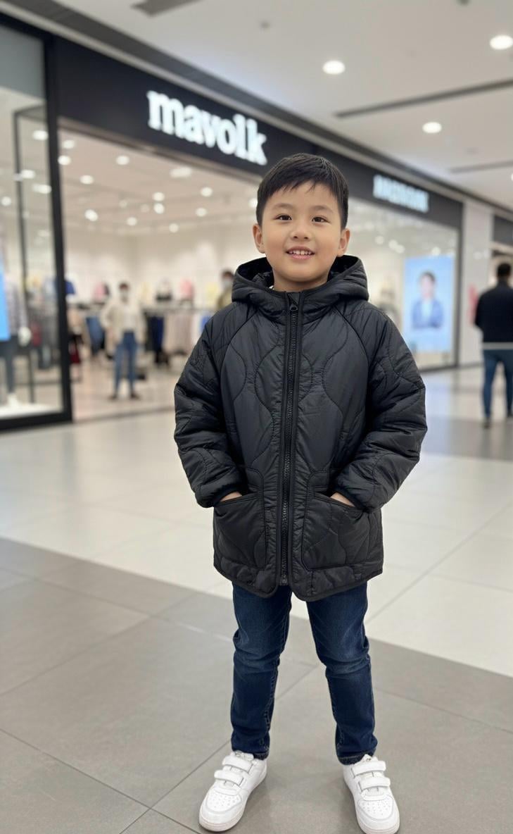 Unisex Basic Kapitone Mont - Siyah