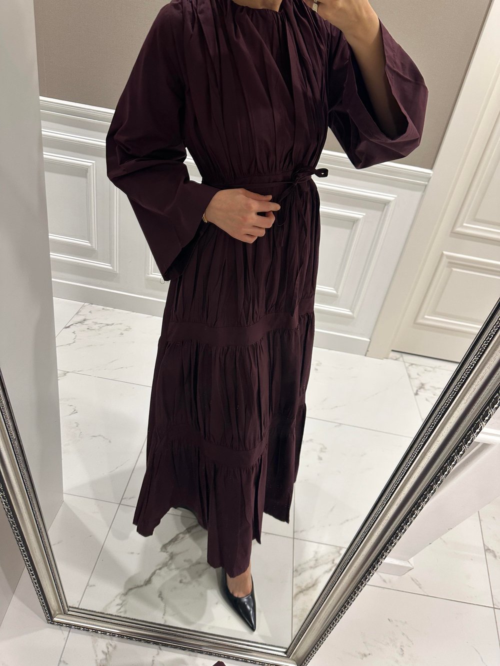 LİNEA BORDO POPLİN ELBİSE