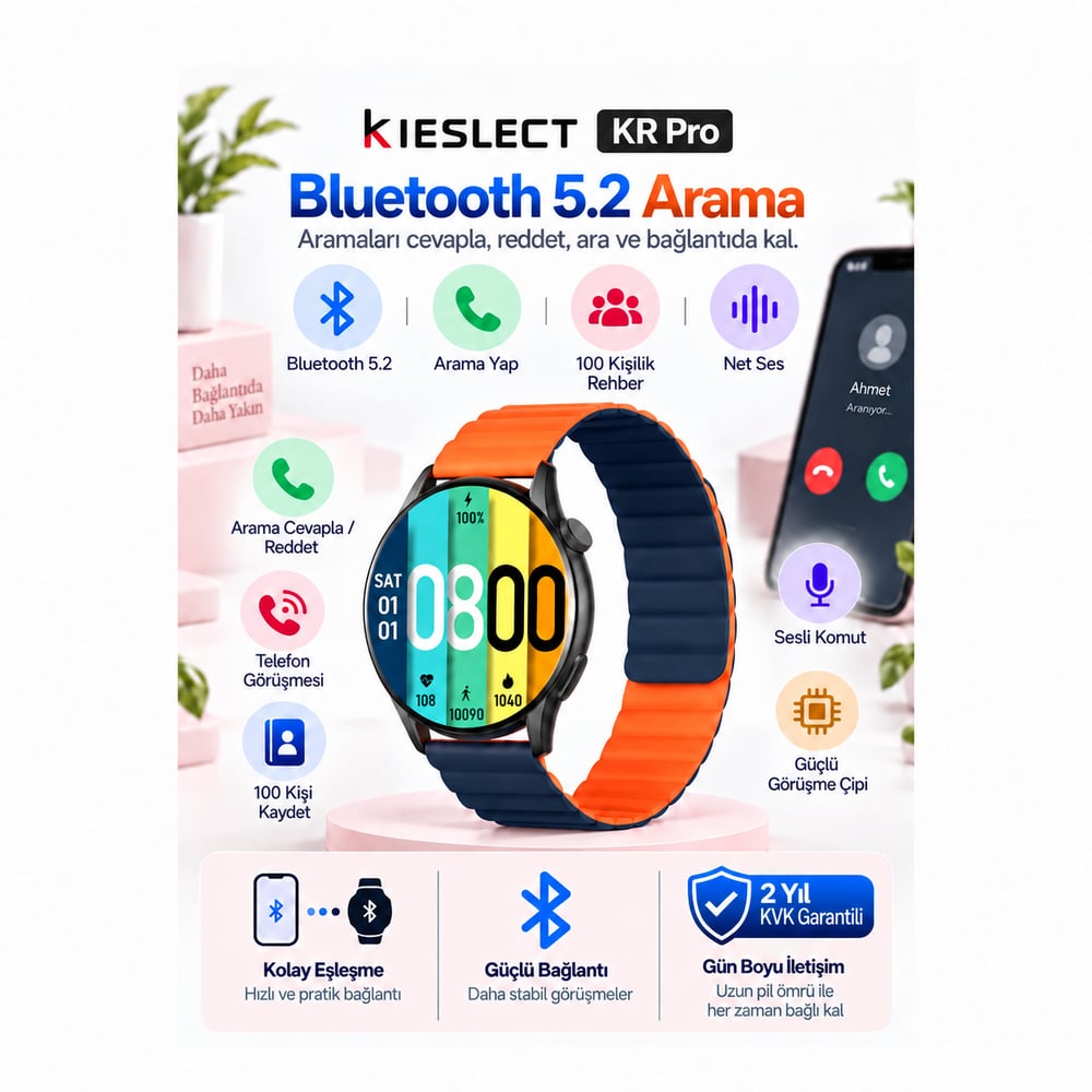 Kieslect KR Pro Amoled Ekranlı Arama Özellikli Akıllı Saat