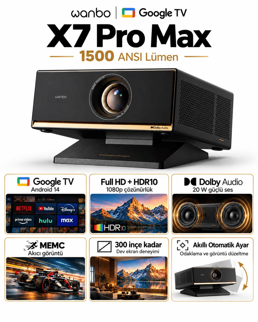 Wanbo X7 Pro Max Projeksiyon Cihazı