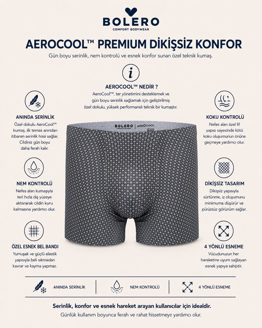Aerocool Erkek Dikişsiz Boxer Antrasit Baskılı