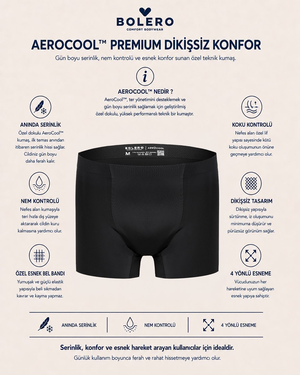 Aerocool Erkek  Dikişsiz Boxer Siyah