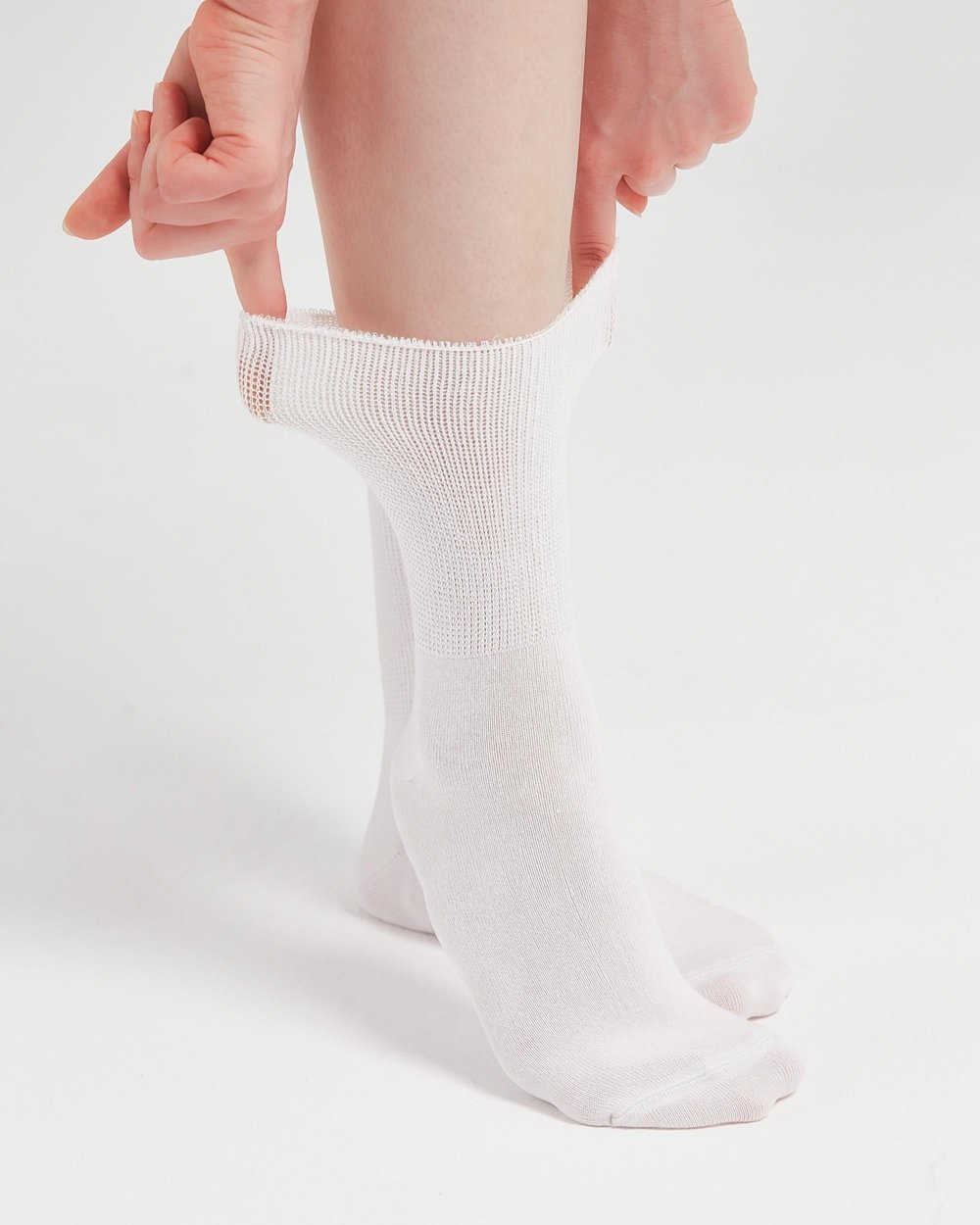 Unisex Bambu Diyabetik Çorap Beyaz