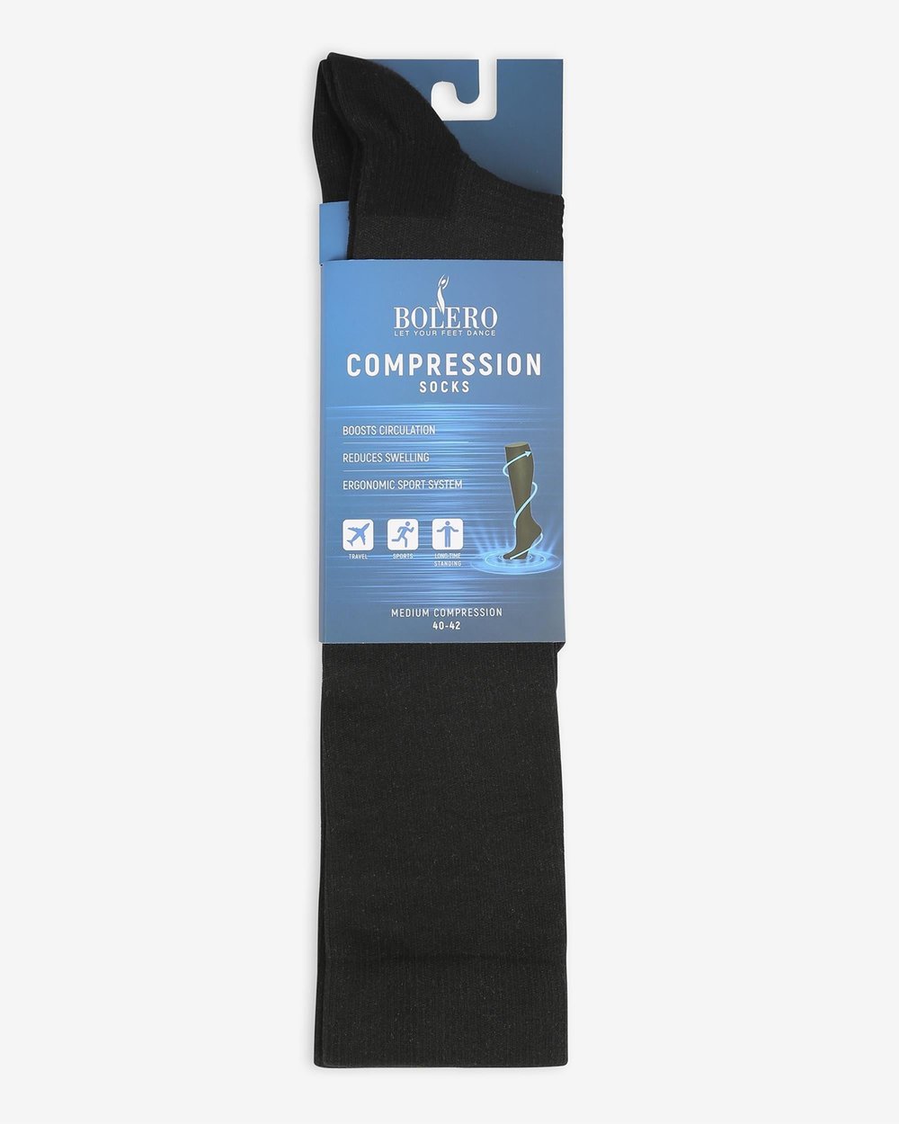 Unisex Uçuş & Seyahat Çorabı Siyah