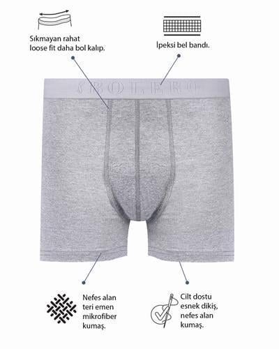  Erkek Loose Fit 2li Boxer Siyah Gri 