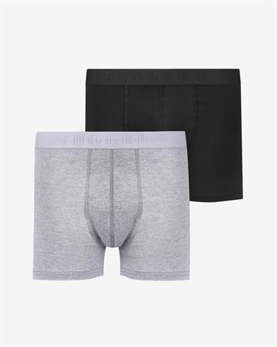  Erkek Loose Fit 2li Boxer Siyah Gri 