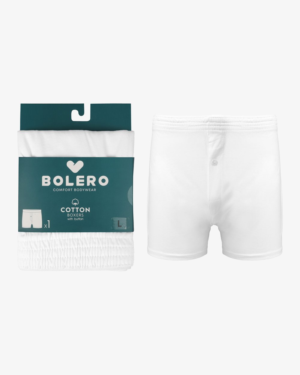 Erkek Havlu Bel Düğmeli Boxer Beyaz