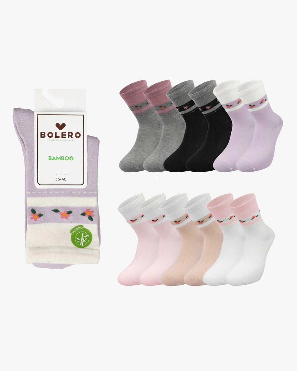 Kadın Premium Dikişsiz 12li Bambu Soket Çorap Konç Çemberli