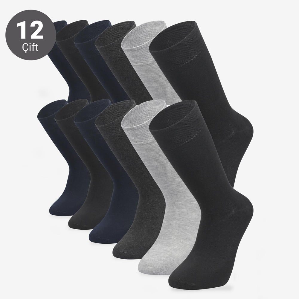 Toptan 12li Bambu Erkek Çorap-E14