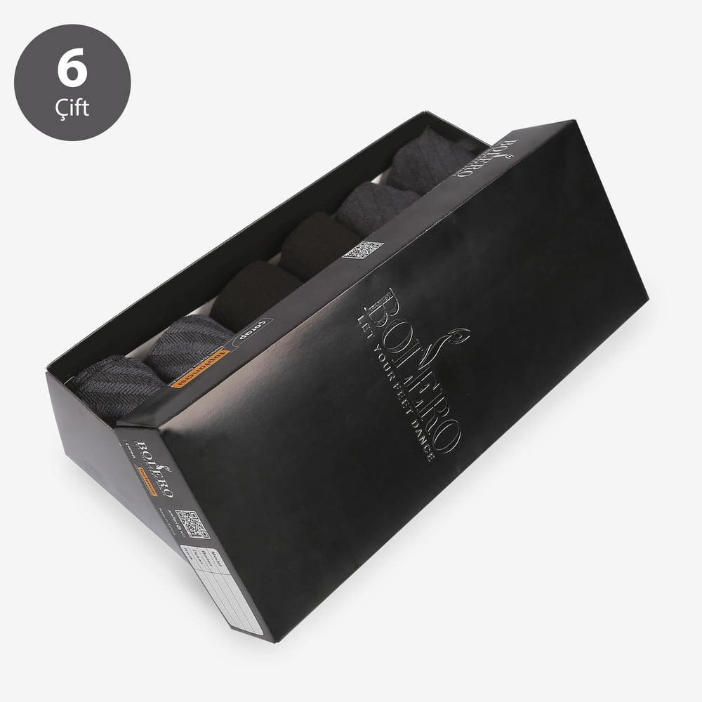 Toptan 6lı Premium Siyah Erkek Bambu Soket Çorap-E70