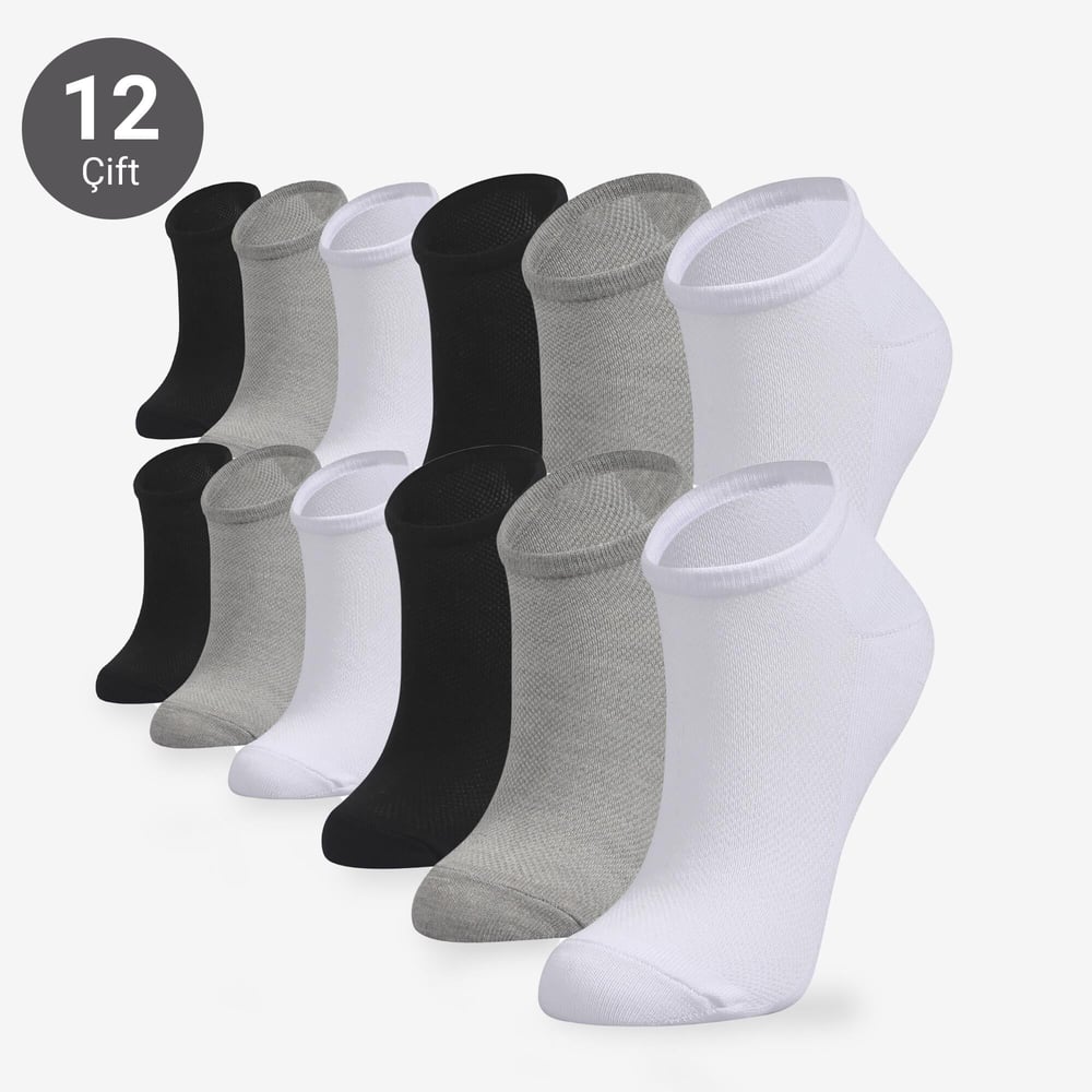 Toptan Kadın 12li Lüks Patik Çorap-B18