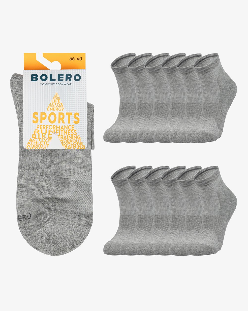 Unisex Dikişsiz Taban Havlu 12li Kısa Spor Çorap Gri
