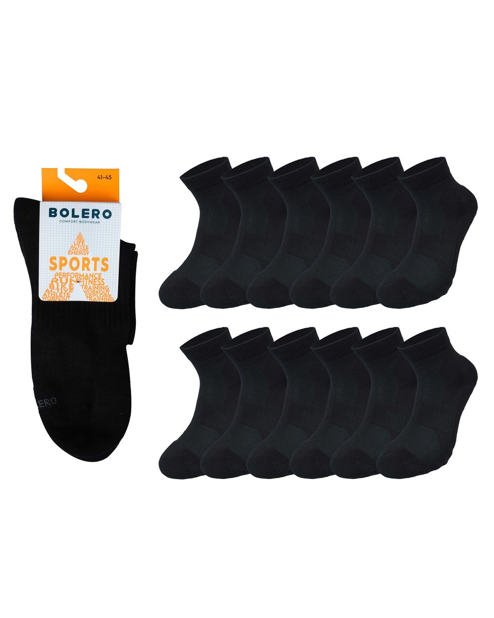 Unisex Dikişsiz Taban Havlu 12li Kısa Spor Çorap Siyah