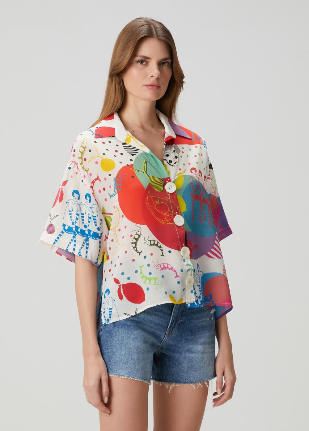 Cherry Silk Shirt (pink button set)