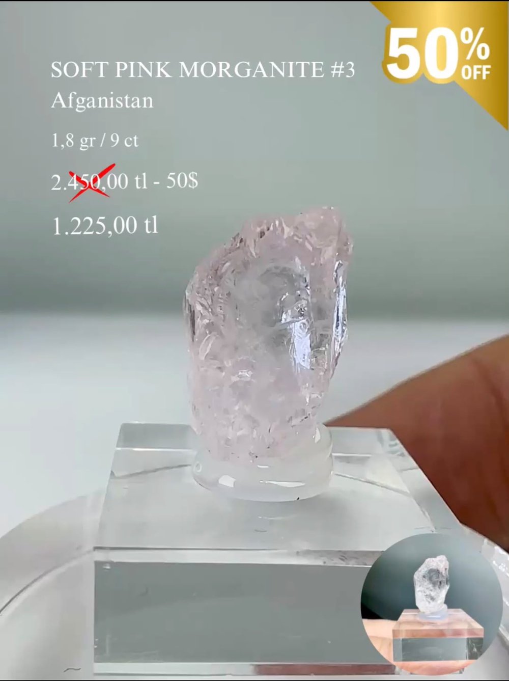 AÇIK PEMBE MORGANİT 1,8 GR.
