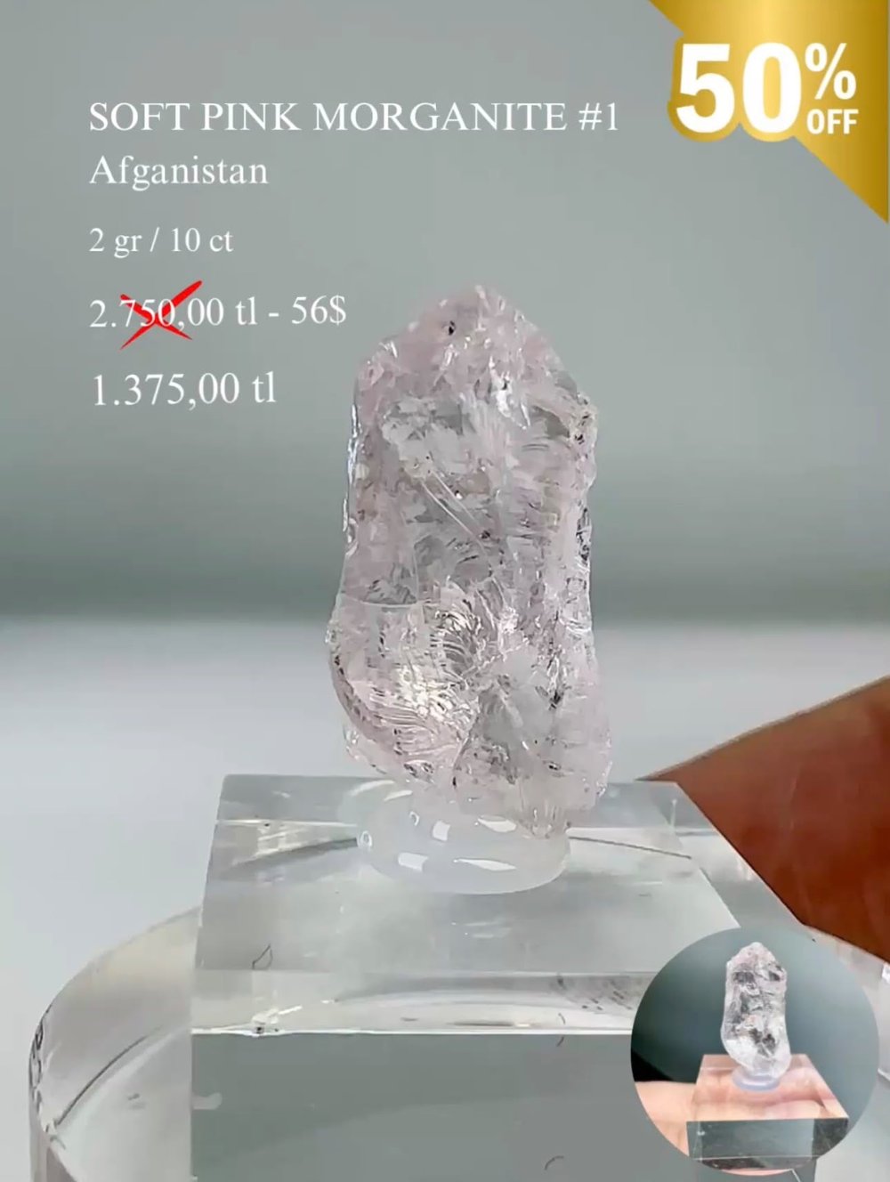 AÇIK PEMBE MORGANİT 2 GR.