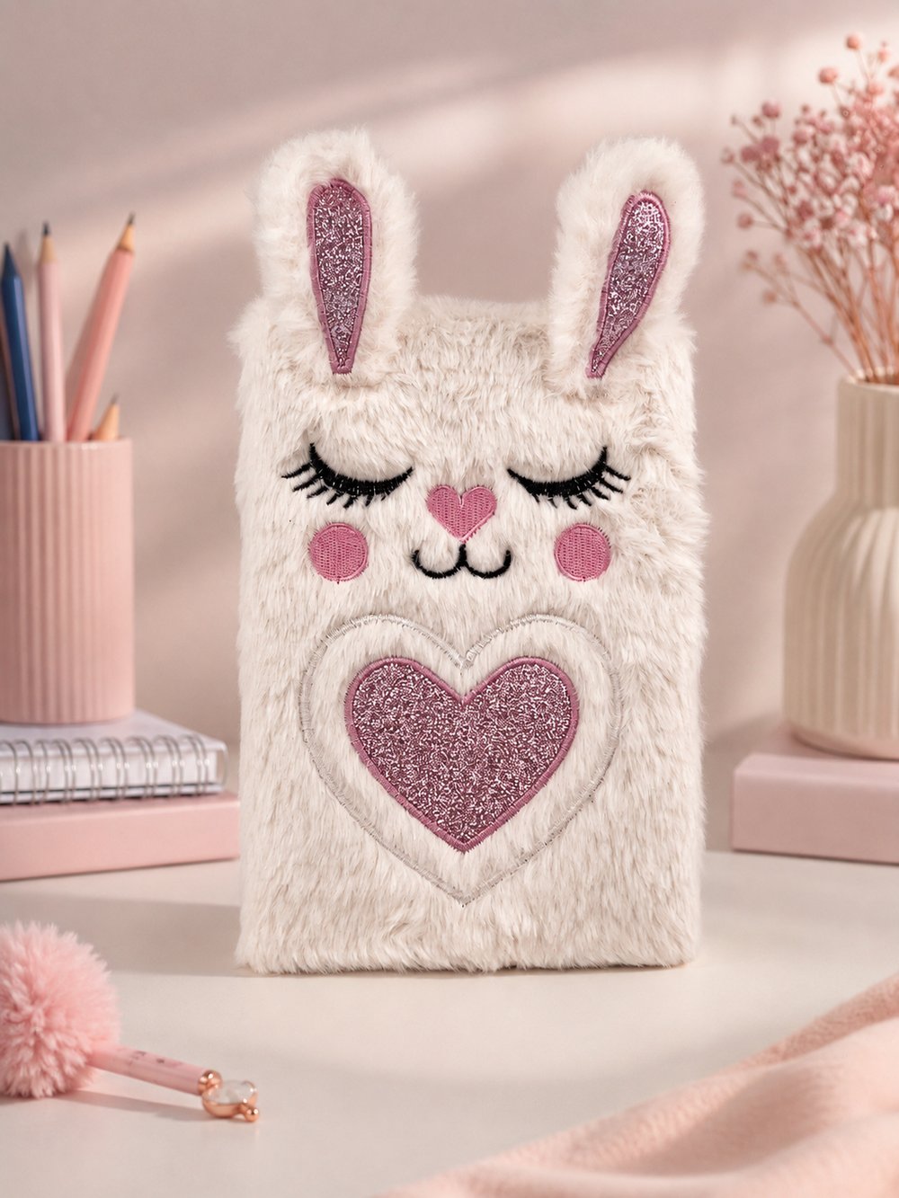 TGB-8206 H KALPLİ TAVŞAN PELUŞ KAPAKLI HATIRA DEFTER