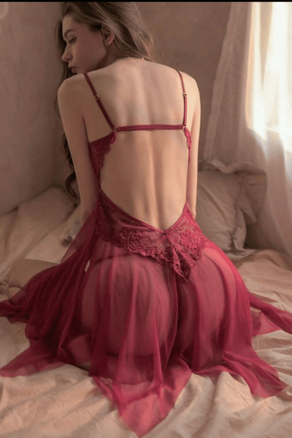 Bella Notte Bordo Dantelli Gecelik Takım 15575