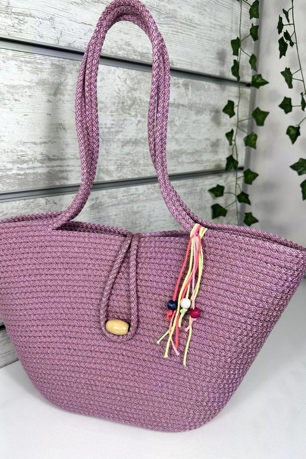 Bella Notte Pembe Kadın El Yapımı Günlük/Plaj Çantası 8001