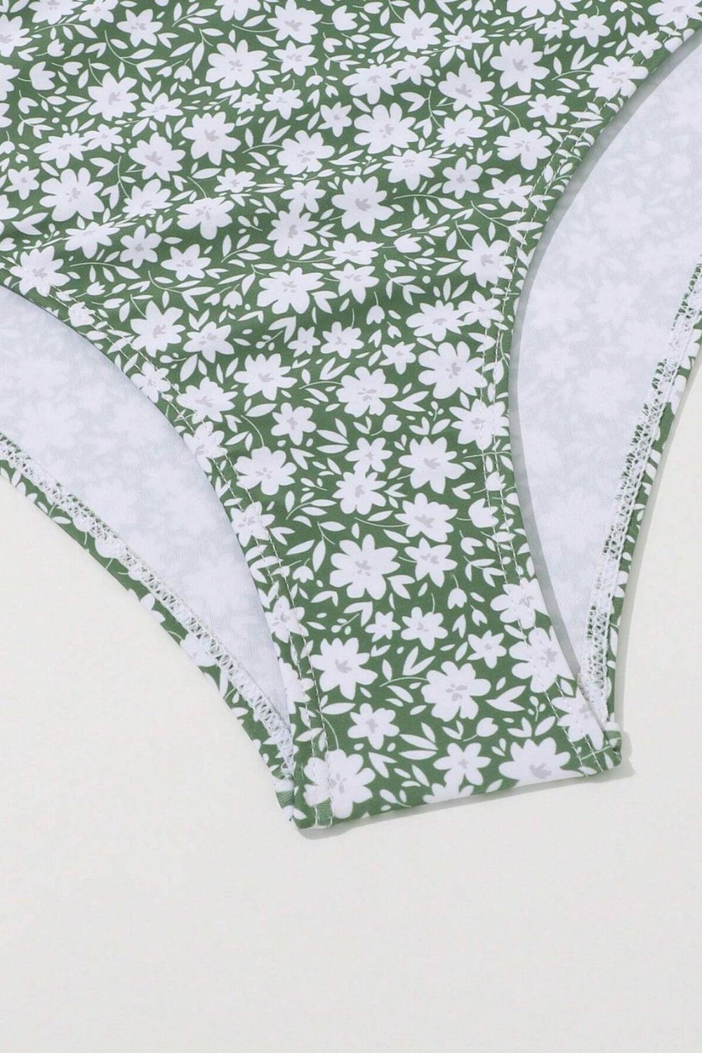Bella Notte Yeşil Mini Papatya Desenli Etekli 3 lü Mayo Bikini Takım M-9013
