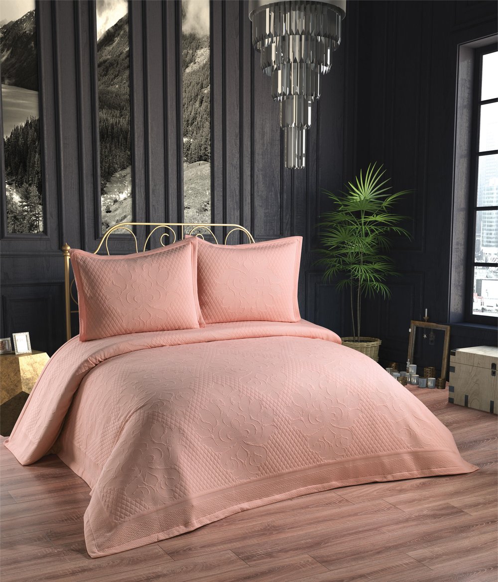 Elara Tek Kişilik Yatak Örtüsü Pudra