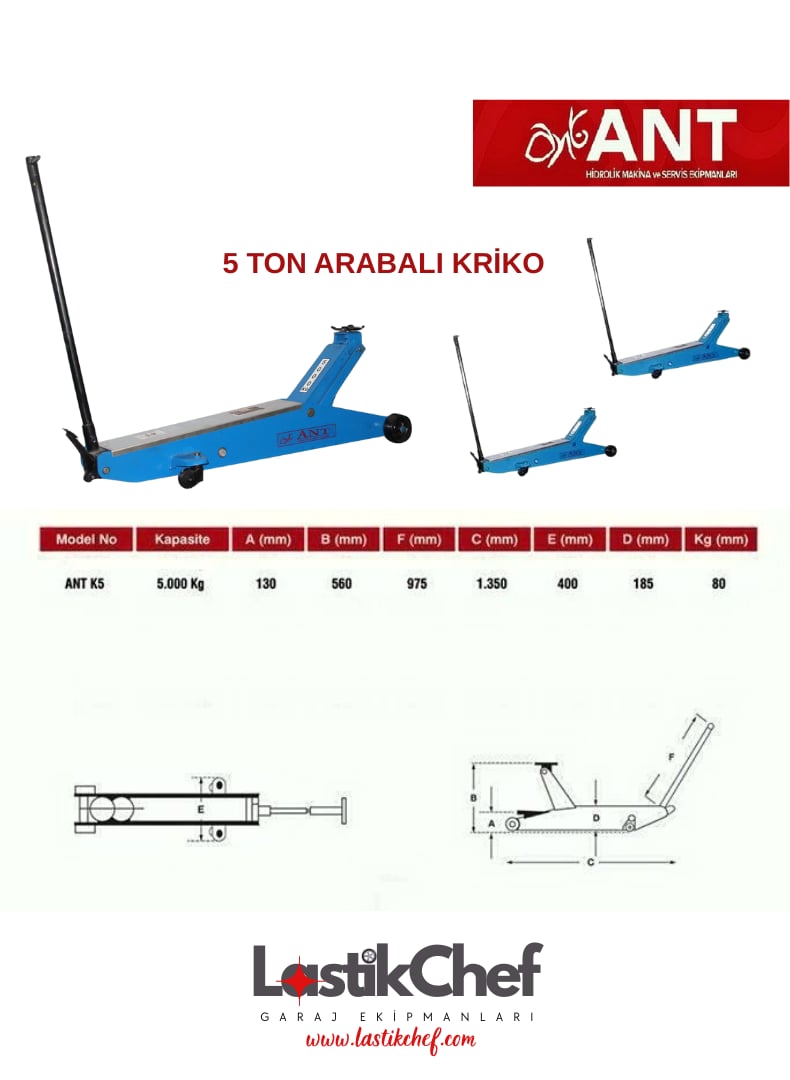 ANT 5 Ton Arabalı Kriko 