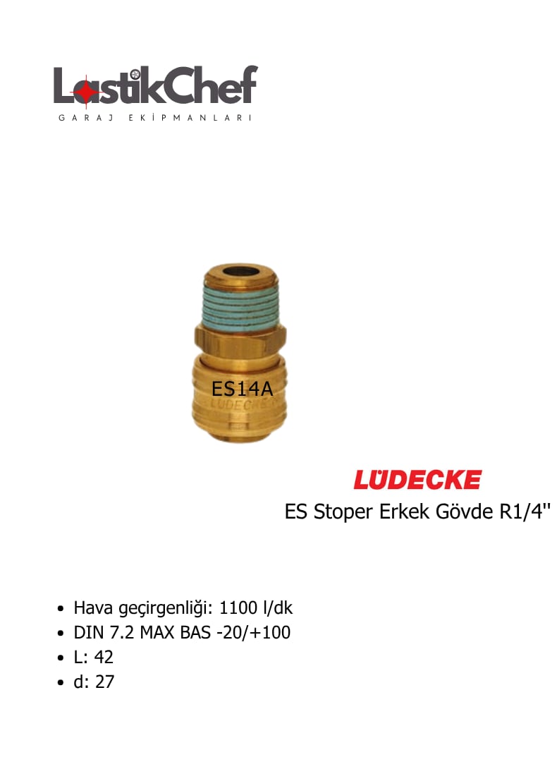 Lüdecke ES14A ES Stoper Erkek Gövde R1/4