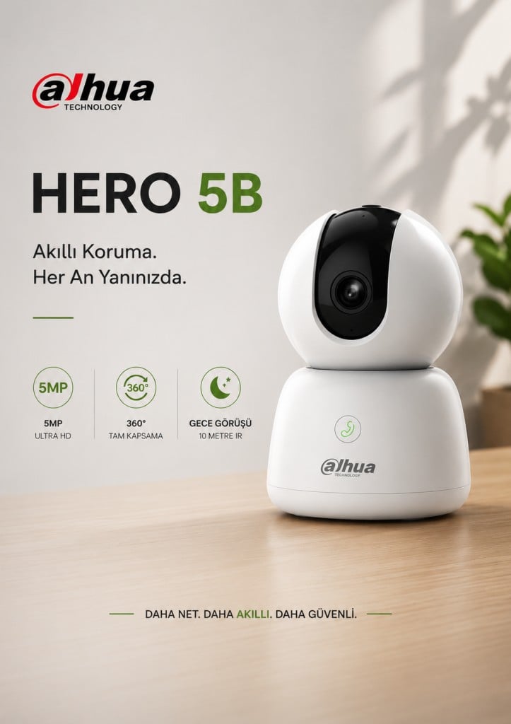 Dahua Hero 5B Akıllı Kamera - 5MP Akıllı Wifi Kamera 360' Kablosuz Ev Kamerası (Dahua Türkiye Garantili)