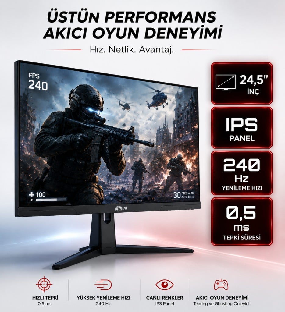 DHI-LM25-E241B IPS 24,5 inç 240 Hz 1920 (H) × 1080 (V) Çözünürlük 0,5 MS Gaming Monitör
