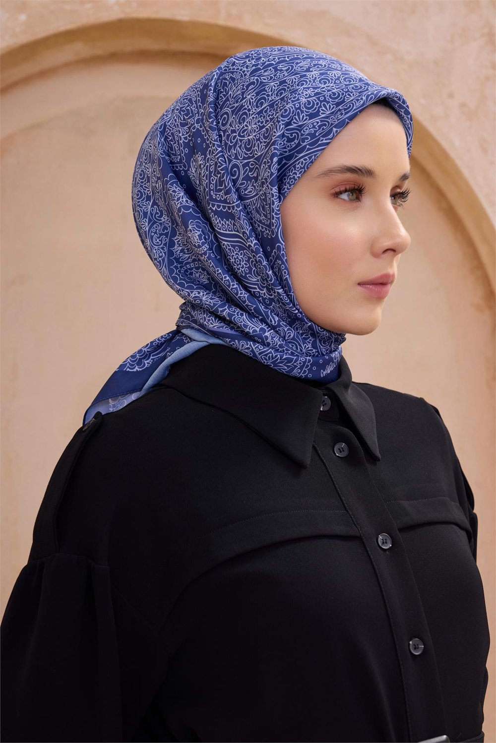 Belli Fresh Etnik Desen Saks Twist Eşarp - 28