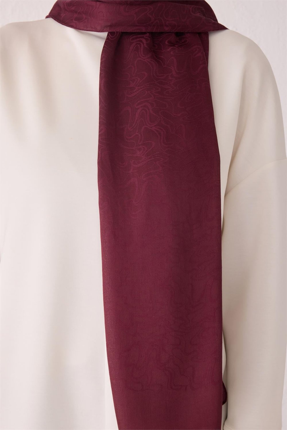 Belli Fresh Kıvrımlı Desen Bordo Liva Şal 2-32