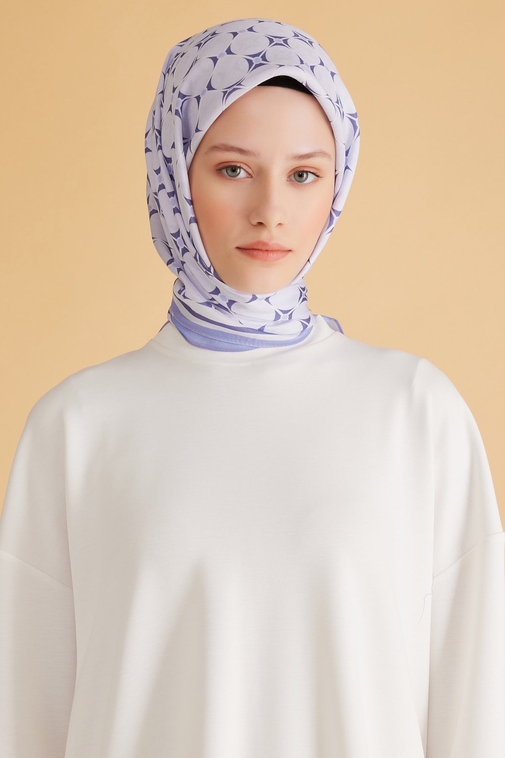 Belli Fresh Geometrik Desen Lila Pure Eşarp 3 - 04
