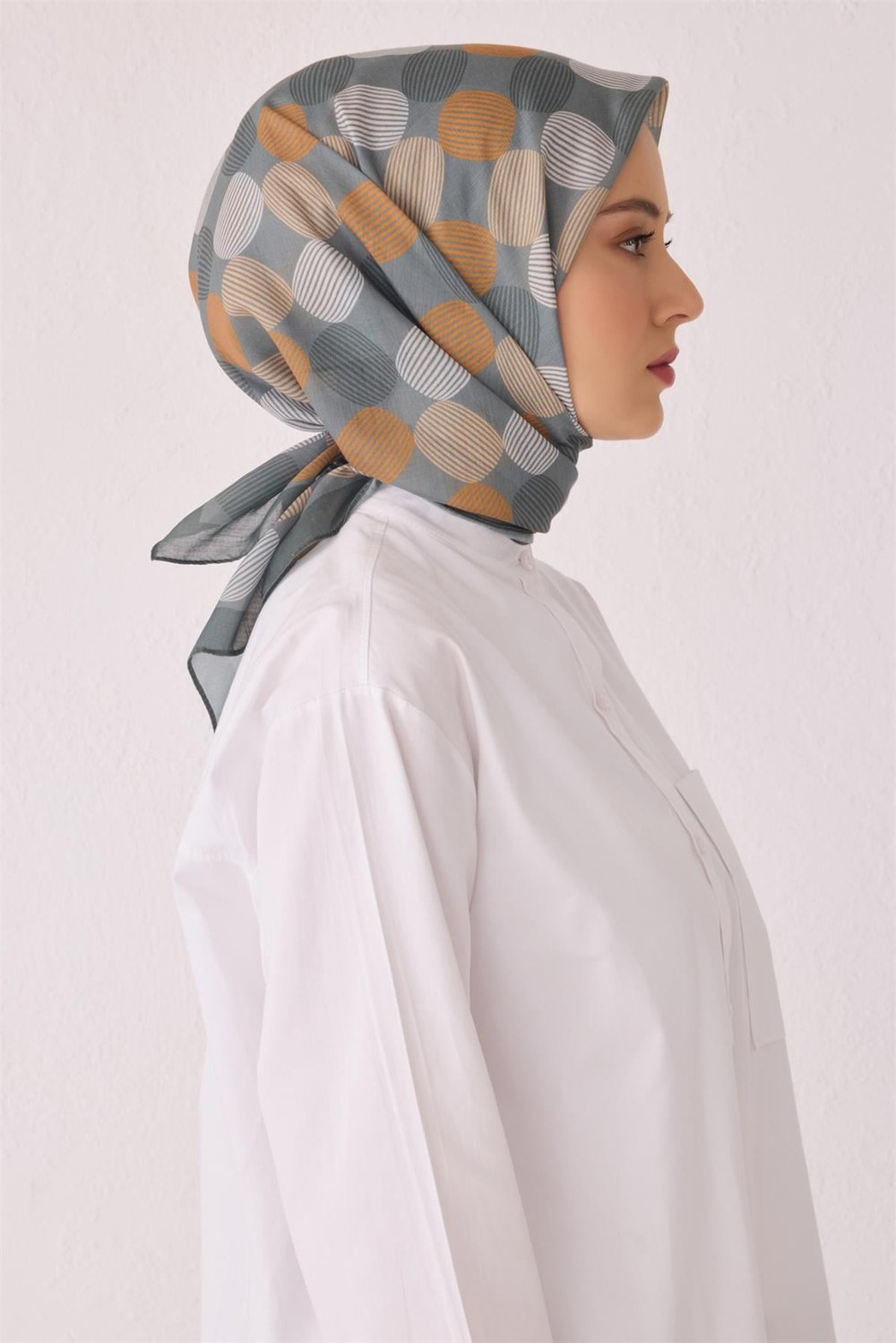 BELLİ GEOMETRİK DESEN TELA GRİ EŞARP 1022