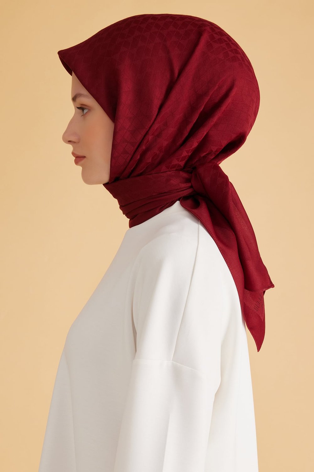 BELLİ GEOMETRİK DESEN VEYRA BORDO EŞARP 1