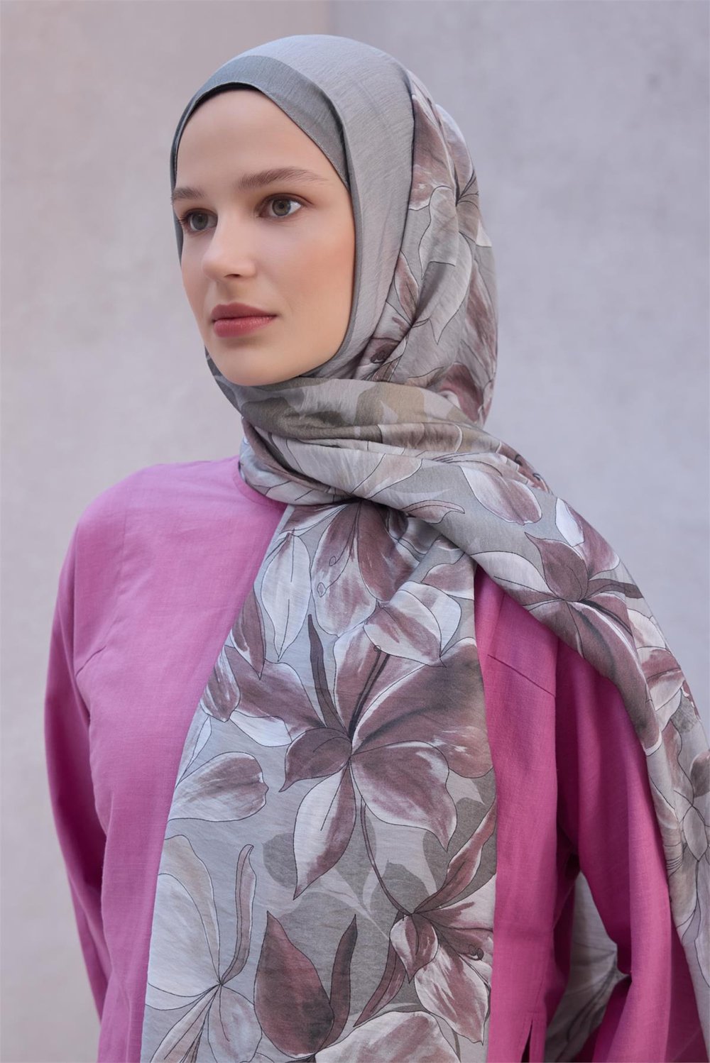 Belli Fresh Çiçek Desen Bej Lena Şal 1487 - 10