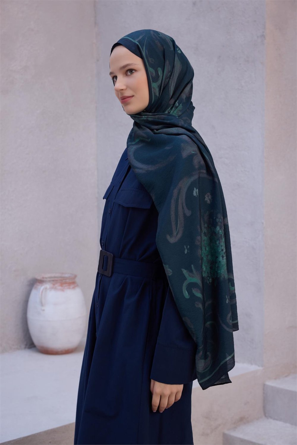 Belli Fresh Çiçek Desen Nefti Lena Şal 1724 - 33