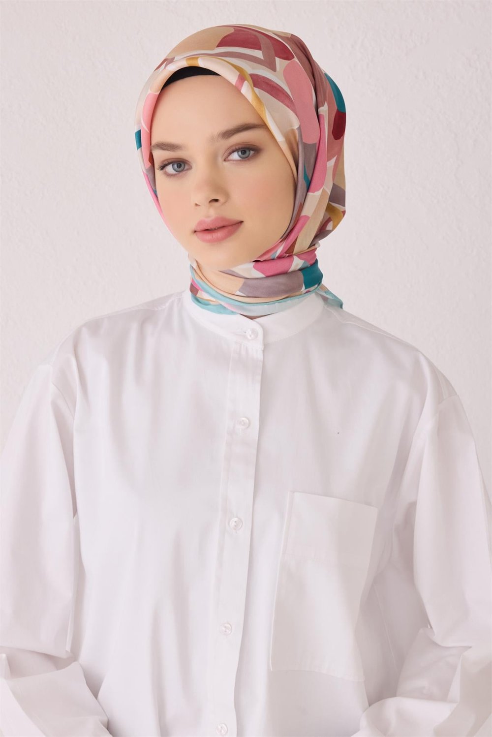 BELLİ GEOMETRİK DESEN İPEK EŞARP 4054D (TWİLL)-31