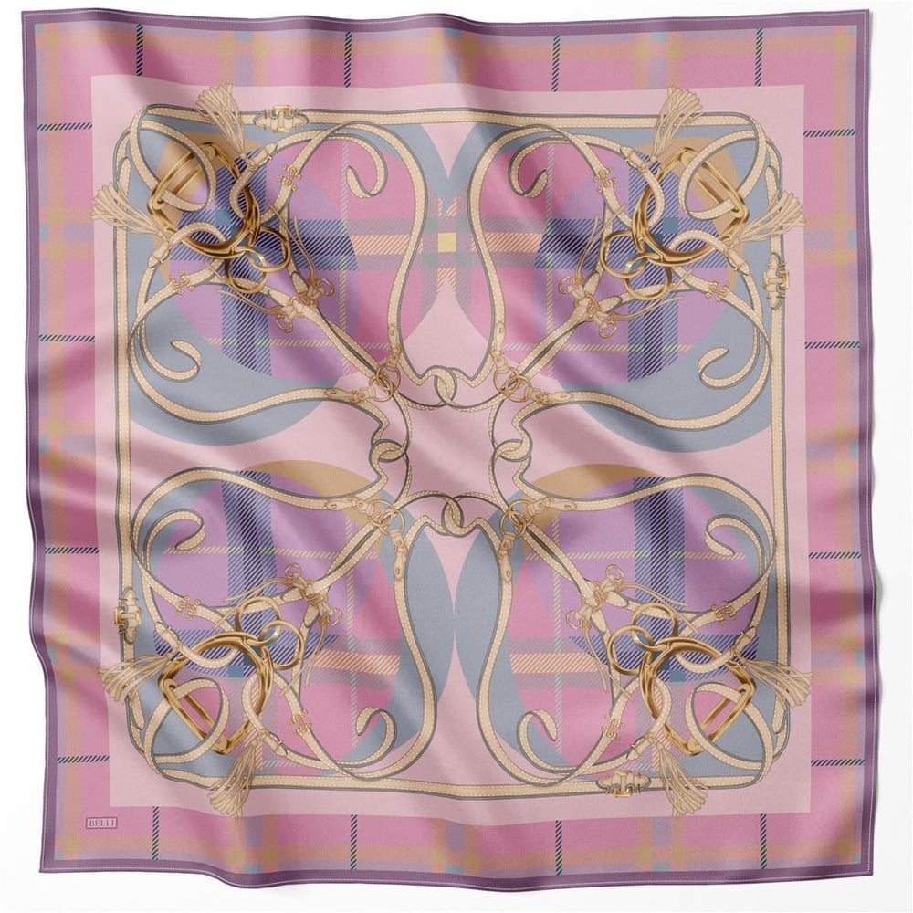 BELLİ EKOSE KEMER DESEN İPEK EŞARP 4206D (TWILL) PUDRA - 06