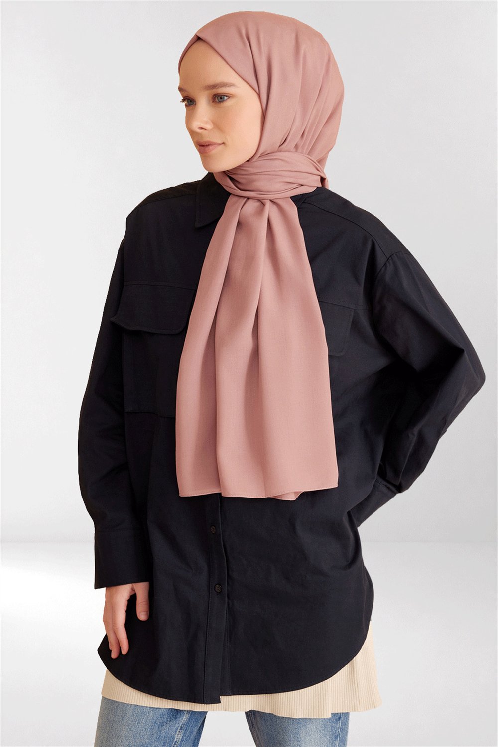 Belli Fresh Düz Desen Gül Kurusu Viscon Şal - 247310