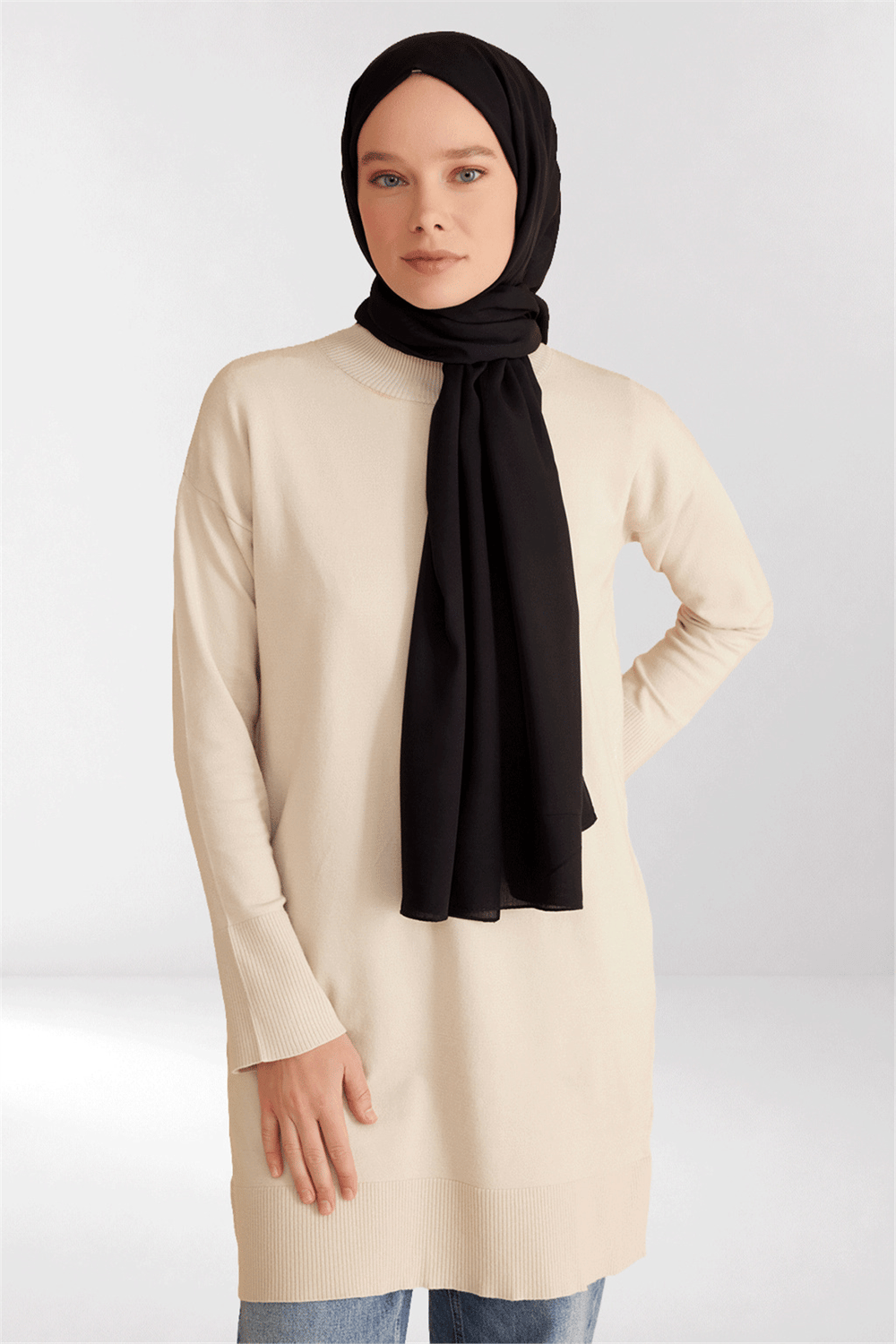 Belli Fresh Düz Desen Siyah Viscon Şal - 242238